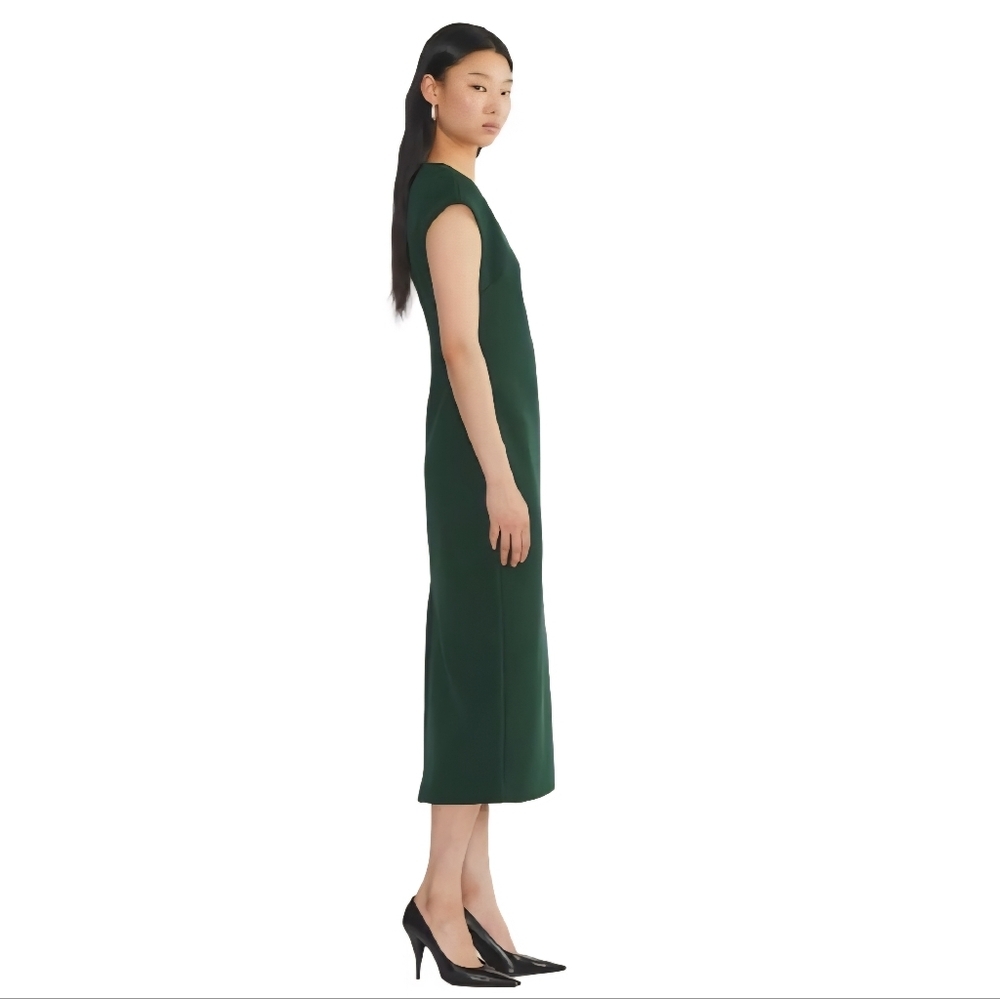BABATON ARITZIA 'Press' V-neckline Forest Green Midi Dress - Picture 3 of 14
